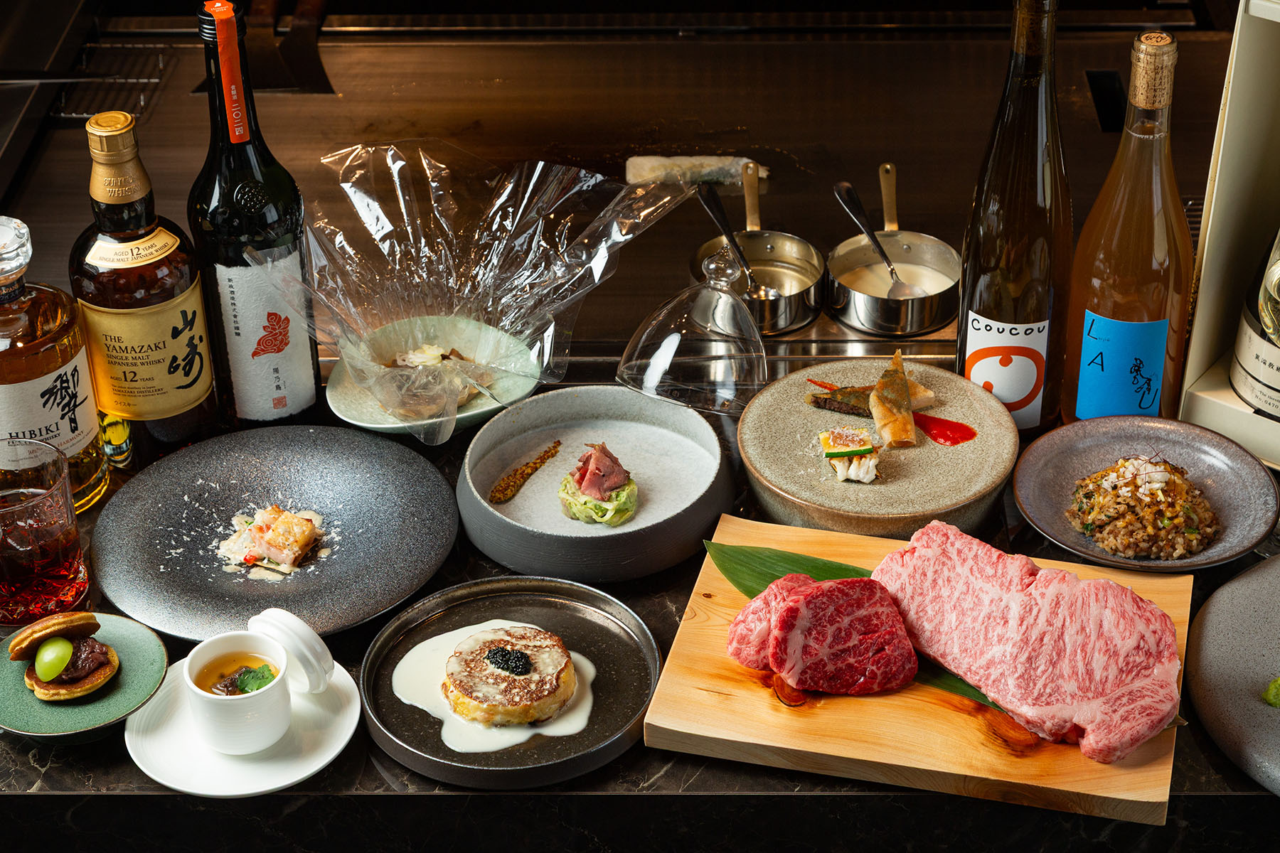 黒毛和牛ステーキと神戸牛や海鮮などを使用した創作鉄板焼きコース【全12品】